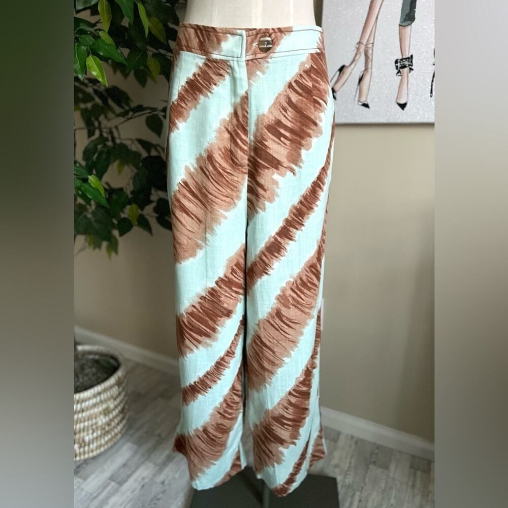 NWT Anthropologie Moon River Coastal Linen Wide Leg Camille Pants Size Medium - Picture 3 of 11